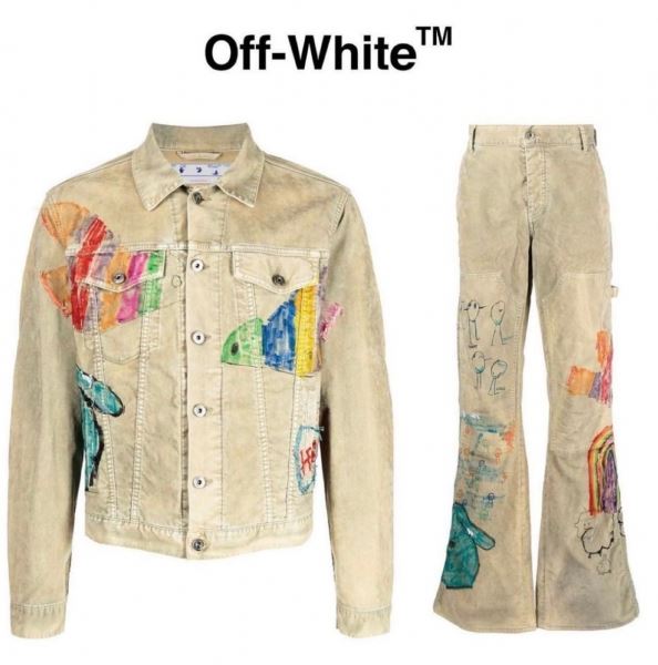 Сын Вирджила Абло украсил джинсовый костюм Off-White яркими рисунками 